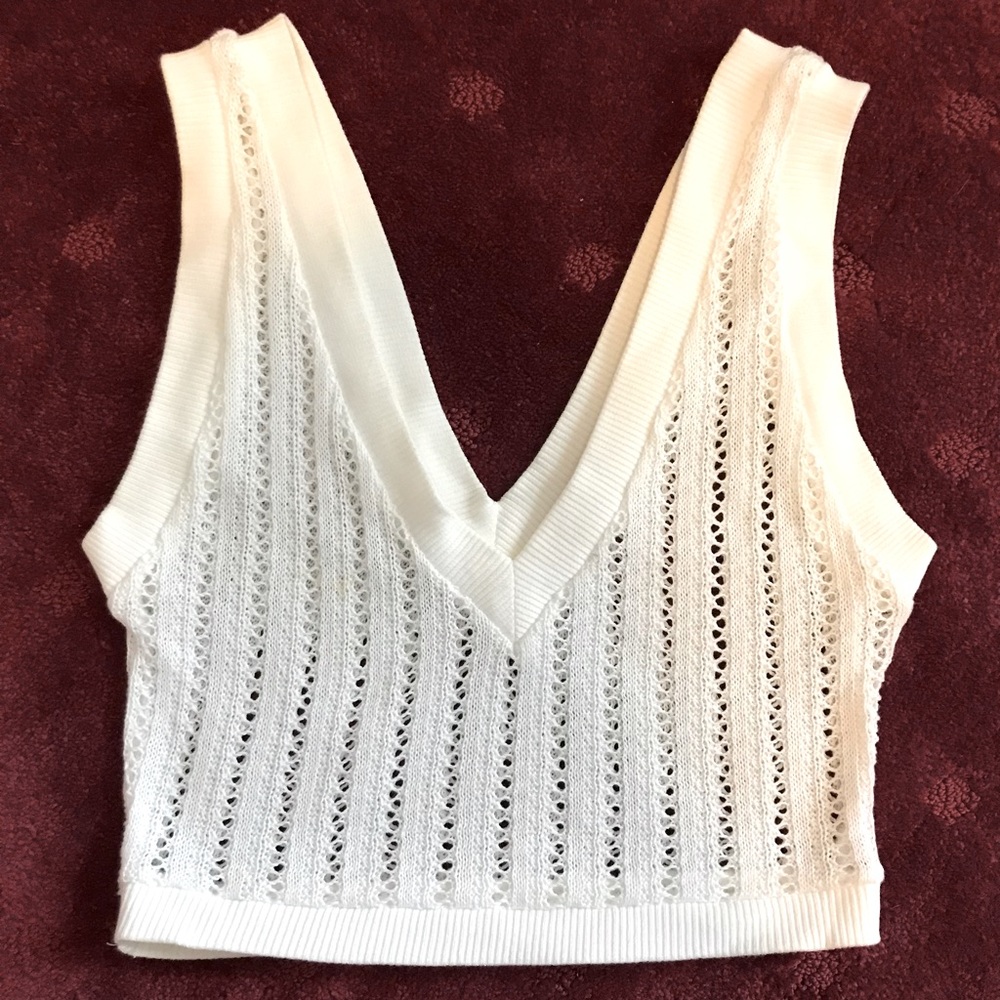 Price Drop Zara v neck crop eyelet sweater